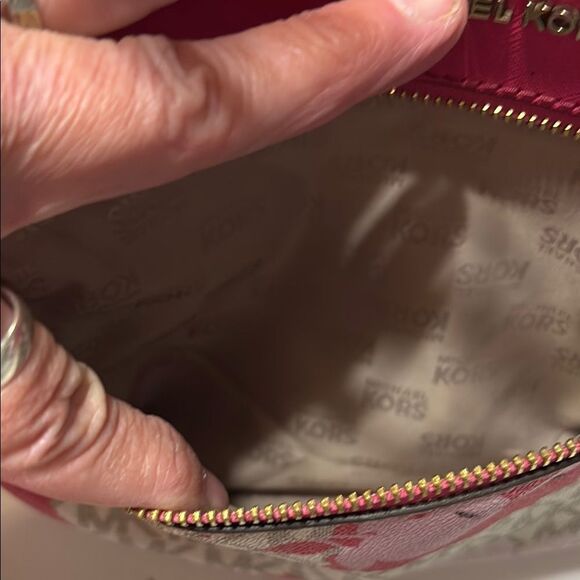 Michael Kors Pink and Cream Satchel with Floral Design - Picture 4 of 16